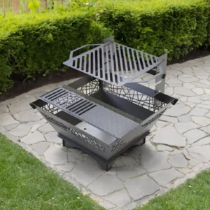 29-Inch Square Fire Pit Grill with Ornament. DXF files for plasma, laser cutting