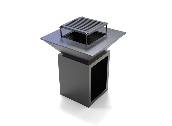 32-Inch Square Fire Pit Grill with Niche for Firewood. DXF files for plasma, laser cutting. Plancha BBQ