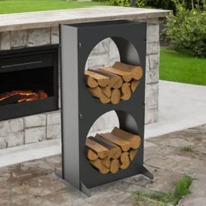 Firewood Rack 43" with Round Cutouts. DXF files for laser, plasma cutting