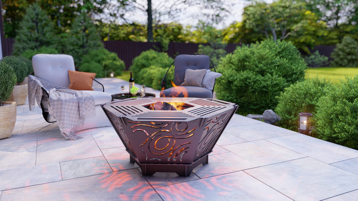 Hexagon Foldable Fire Pit Grill V4. DXF, SVG files for plasma, laser cutting. Backyard BBQ