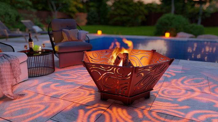 Hexagon Foldable Fire Pit Grill V4. DXF, SVG files for plasma, laser cutting. Backyard BBQ