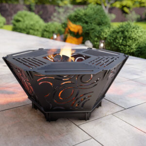 Hexagon Foldable Fire Pit Grill V4. DXF, SVG files for plasma, laser cutting. Backyard BBQ