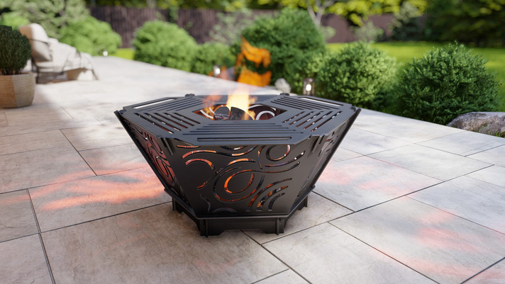 Hexagon Foldable Fire Pit Grill V4. DXF, SVG files for plasma, laser cutting. Backyard BBQ