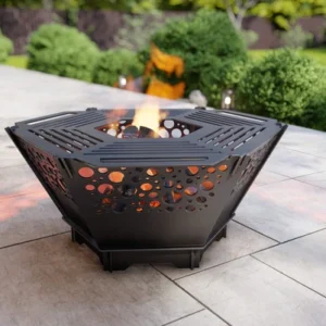 Hexagon Foldable Fire Pit Grill V5. DXF, SVG files for plasma, laser cutting. Backyard BBQ